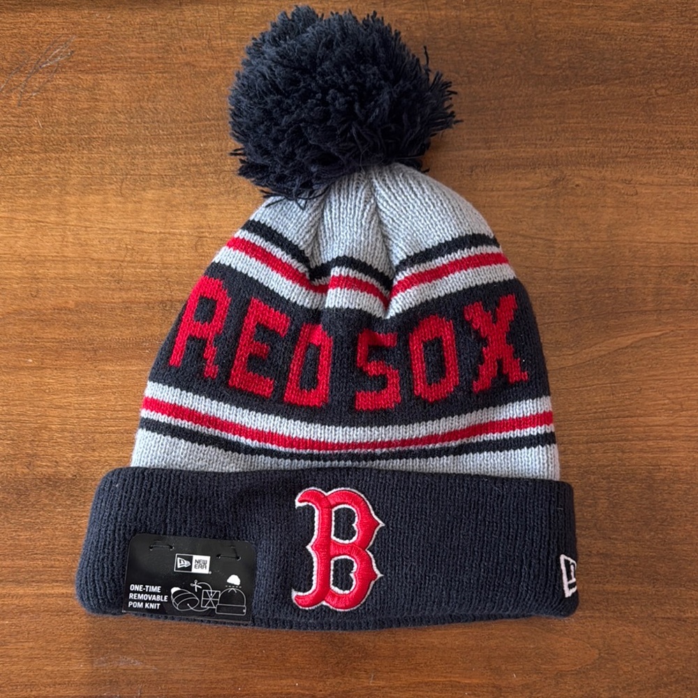 New Era Red Sox Knit Beanie - Navy and Gray  (One Size Fits Most)